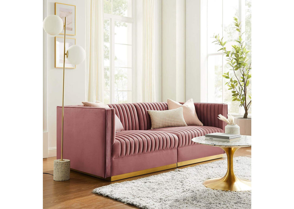 EEI-5824-DUS Sanguine Channel Tufted Performance Velvet Modular Sectional Sofa Loveseat By Modway