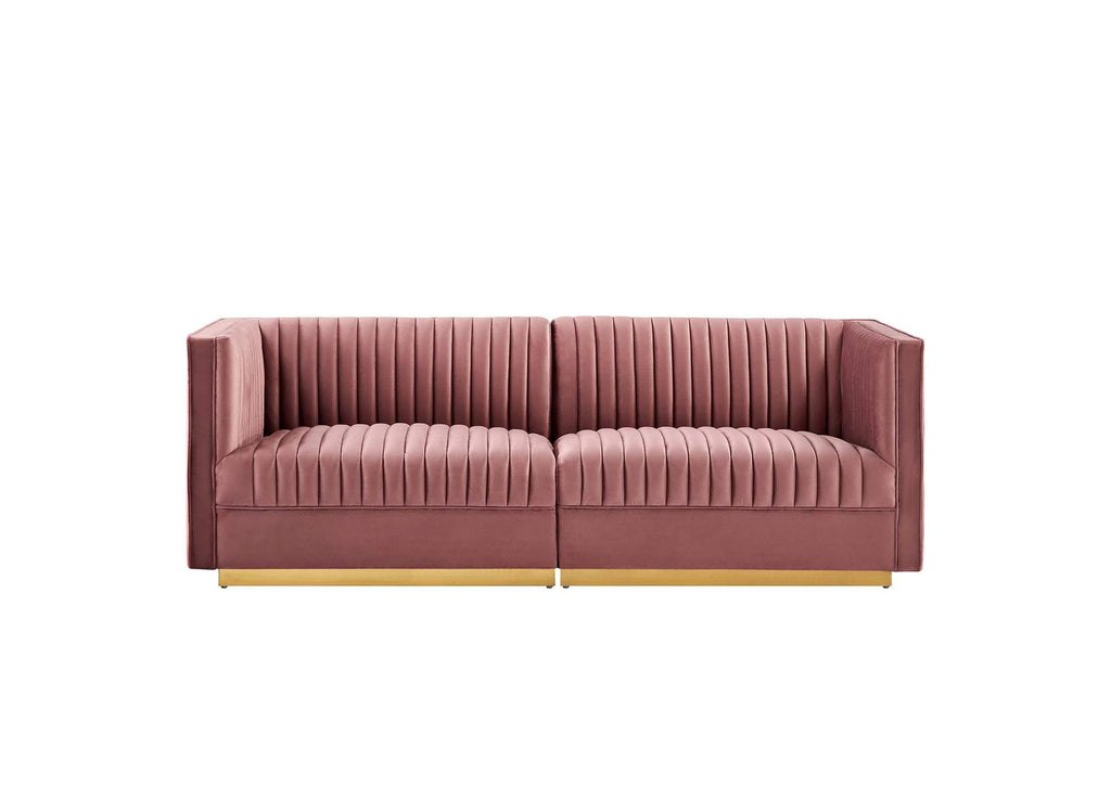 EEI-5824-DUS Sanguine Channel Tufted Performance Velvet Modular Sectional Sofa Loveseat By Modway