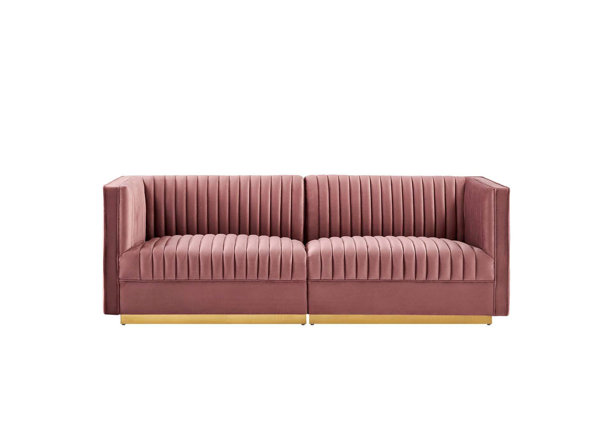 EEI-5824-DUS Sanguine Channel Tufted Performance Velvet Modular Sectional Sofa Loveseat By Modway