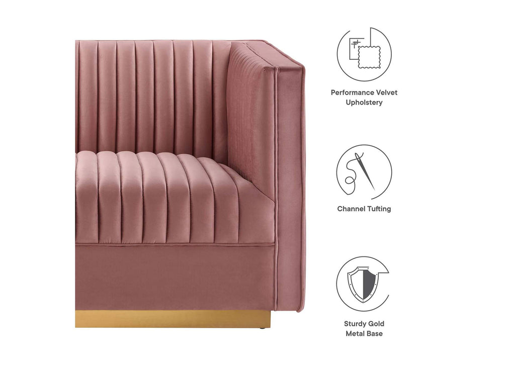 EEI-5824-DUS Sanguine Channel Tufted Performance Velvet Modular Sectional Sofa Loveseat By Modway