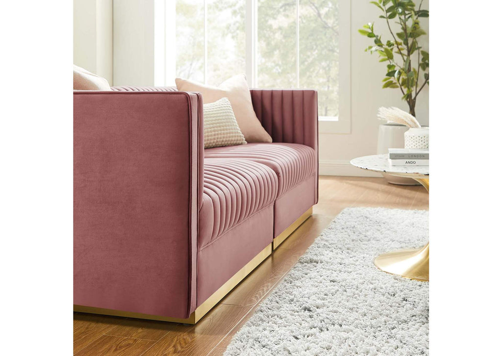 EEI-5824-DUS Sanguine Channel Tufted Performance Velvet Modular Sectional Sofa Loveseat By Modway