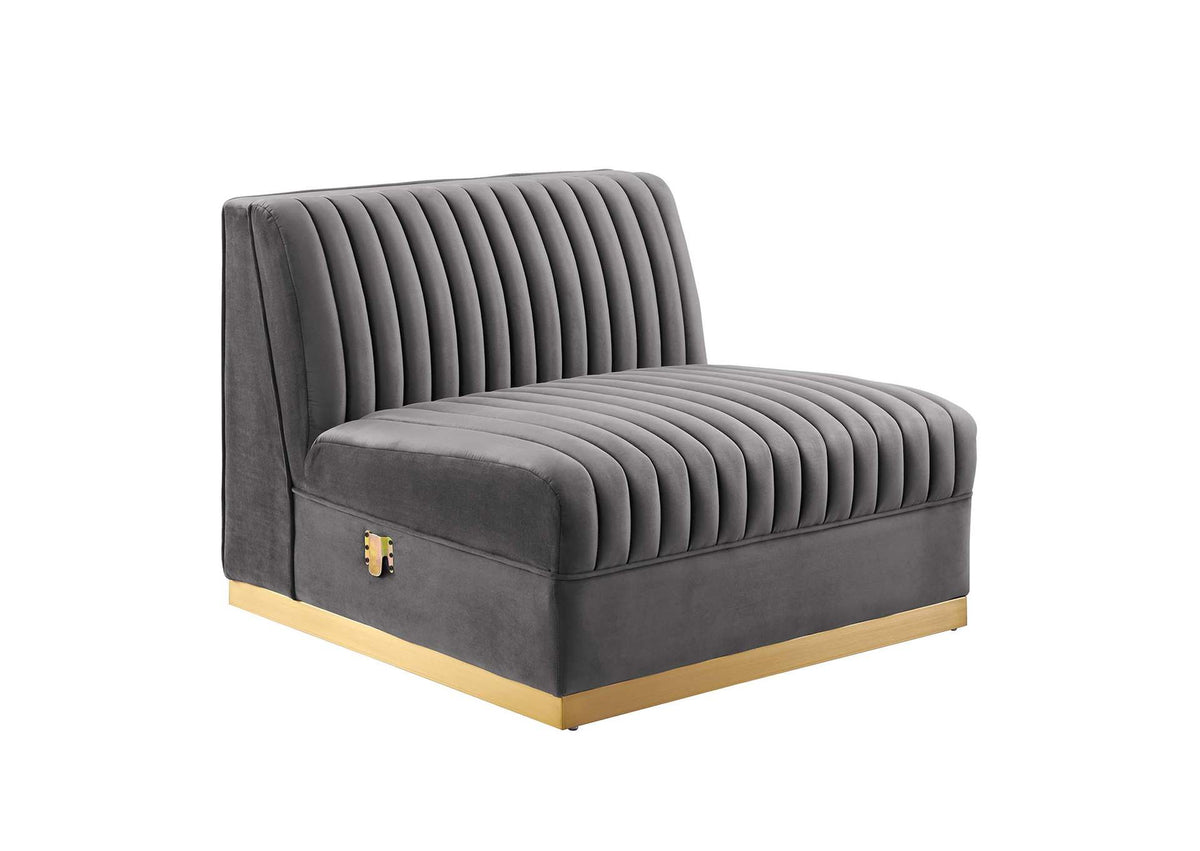 EEI-5826-GRY Sanguine 4-Piece Channel Tufted Performance Velvet Modular Sectional Sofa By Modway