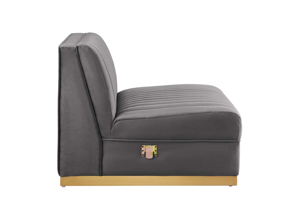 EEI-5826-GRY Sanguine 4-Piece Channel Tufted Performance Velvet Modular Sectional Sofa By Modway