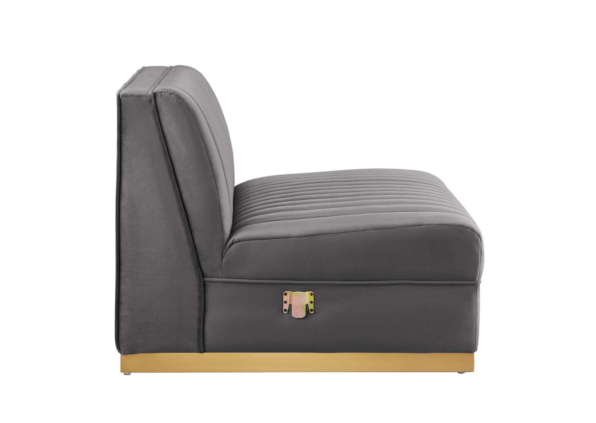 EEI-5826-GRY Sanguine 4-Piece Channel Tufted Performance Velvet Modular Sectional Sofa By Modway