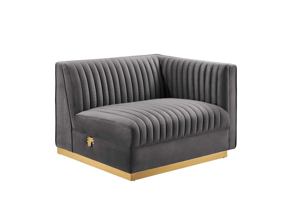 EEI-5826-GRY Sanguine 4-Piece Channel Tufted Performance Velvet Modular Sectional Sofa By Modway