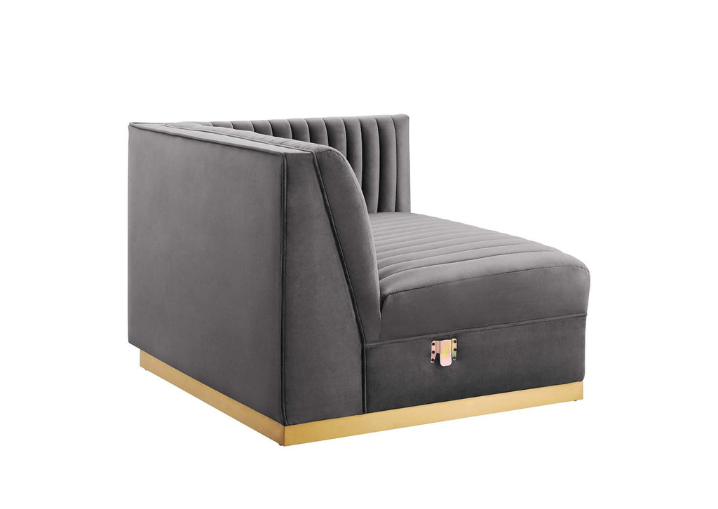 EEI-5826-GRY Sanguine 4-Piece Channel Tufted Performance Velvet Modular Sectional Sofa By Modway