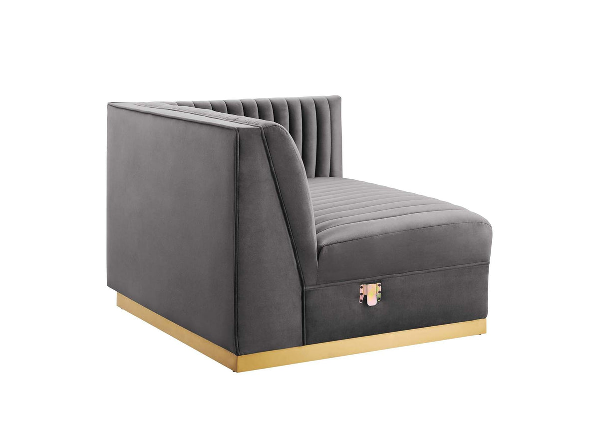 EEI-5826-GRY Sanguine 4-Piece Channel Tufted Performance Velvet Modular Sectional Sofa By Modway