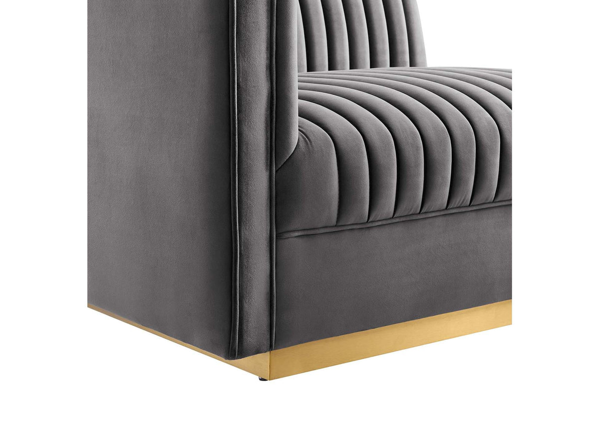 EEI-5826-GRY Sanguine 4-Piece Channel Tufted Performance Velvet Modular Sectional Sofa By Modway