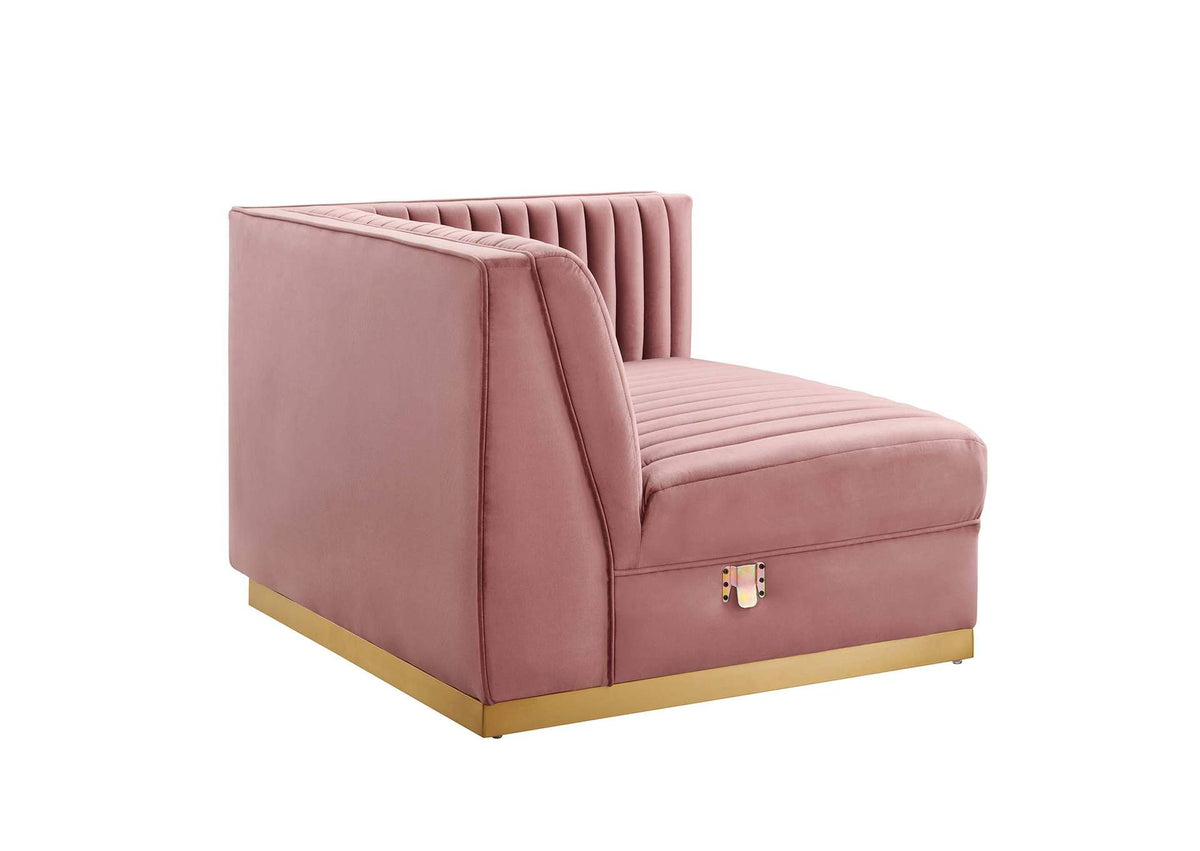 EEI-5827-DUS Sanguine Channel Tufted Performance Velvet 4-Seat Modular Sectional Sofa By Modway