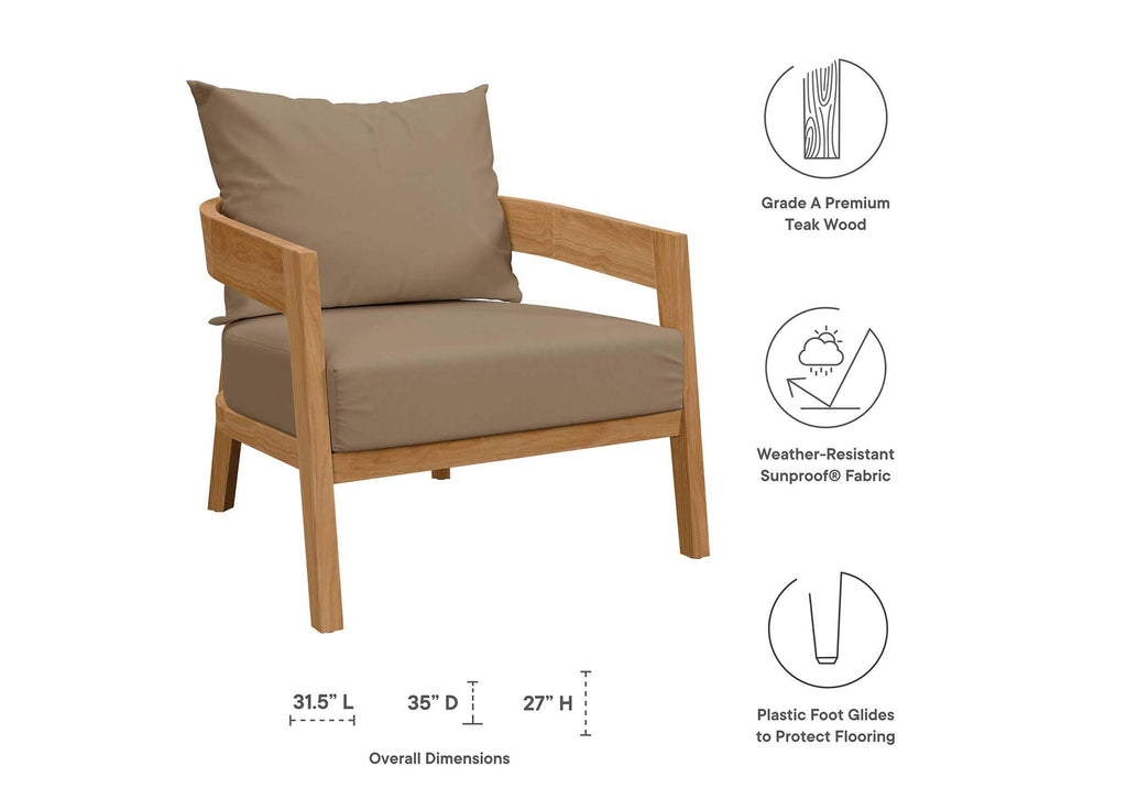 EEI-5834-NAT-LBR Brisbane 3-Piece Teak Wood Outdoor Patio Set By Modway