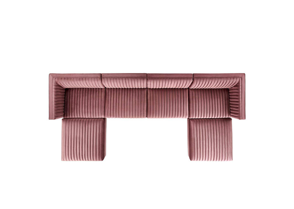 EEI-5841-DUS Sanguine 6-Piece Channel Tufted Performance Velvet Modular Sectional Sofa By Modway