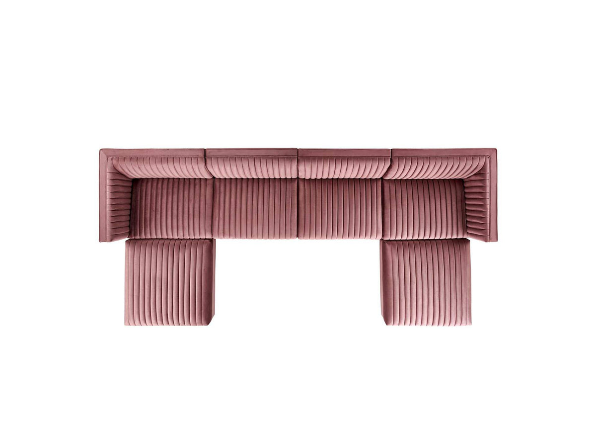 EEI-5841-DUS Sanguine 6-Piece Channel Tufted Performance Velvet Modular Sectional Sofa By Modway
