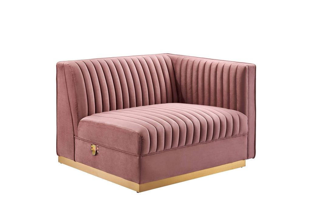 EEI-5841-DUS Sanguine 6-Piece Channel Tufted Performance Velvet Modular Sectional Sofa By Modway