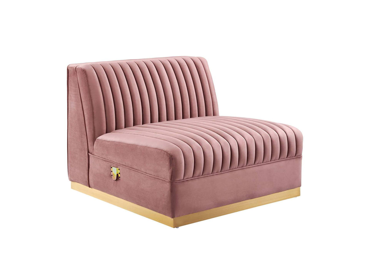 EEI-5841-DUS Sanguine 6-Piece Channel Tufted Performance Velvet Modular Sectional Sofa By Modway