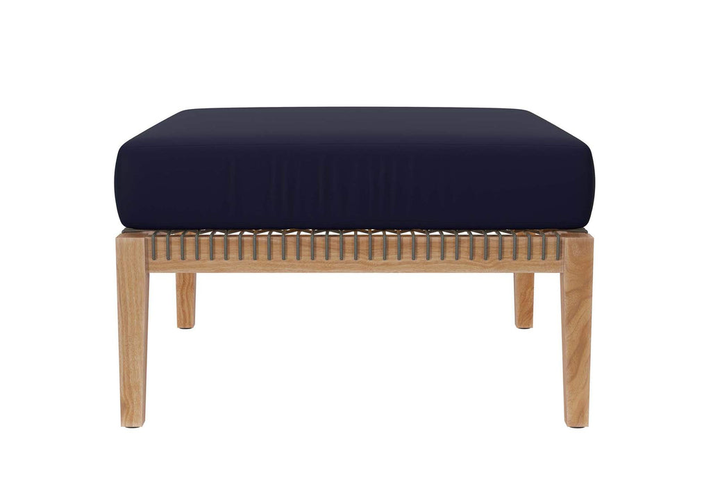 EEI-5854-GRY-NAV Clearwater Outdoor Patio Teak Wood Ottoman By Modway