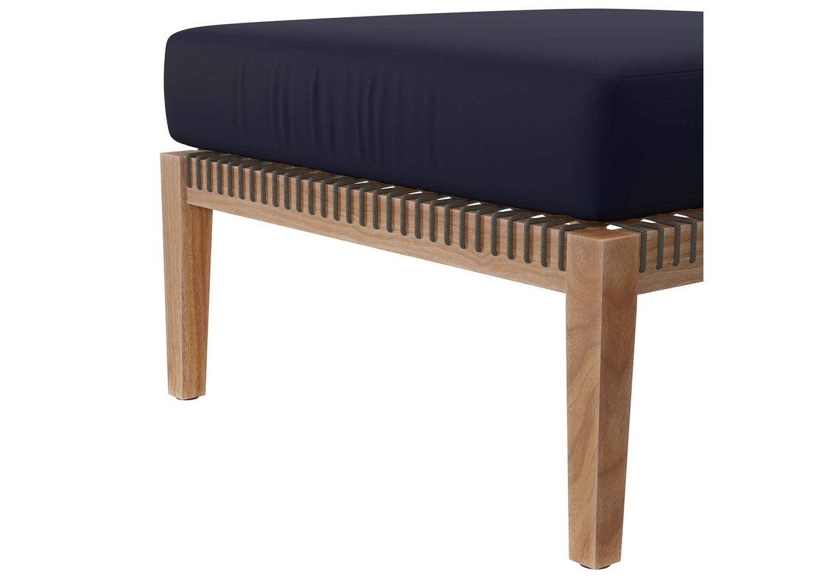 EEI-5854-GRY-NAV Clearwater Outdoor Patio Teak Wood Ottoman By Modway