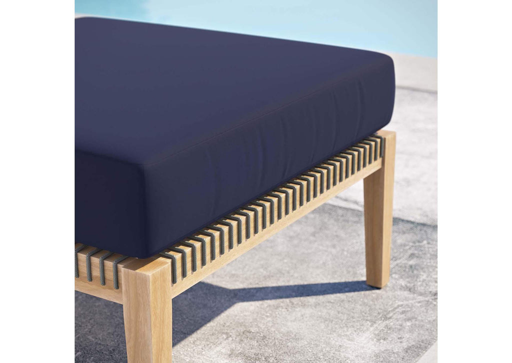 EEI-5854-GRY-NAV Clearwater Outdoor Patio Teak Wood Ottoman By Modway