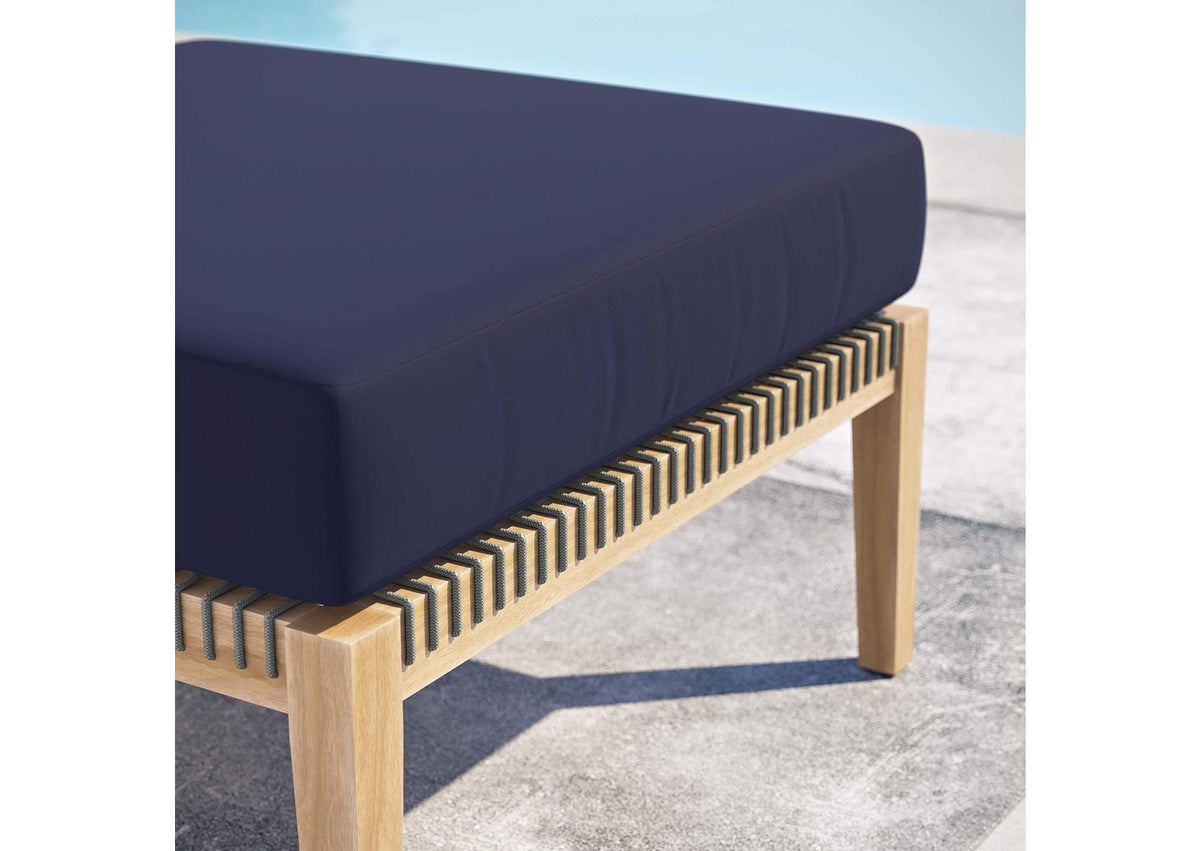EEI-5854-GRY-NAV Clearwater Outdoor Patio Teak Wood Ottoman By Modway