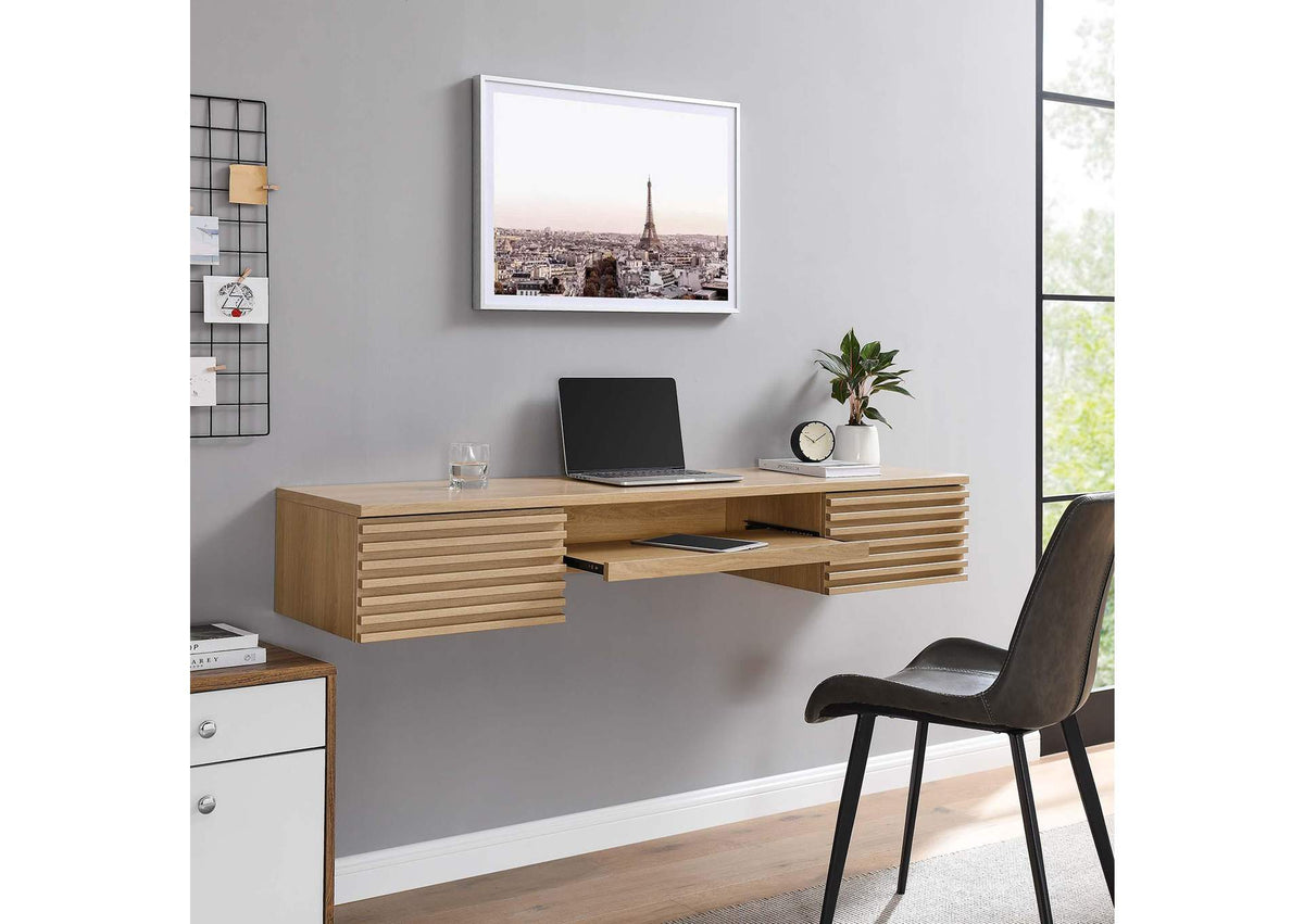 EEI-5865-OAK Render Wall Mount Wood Office Desk By Modway