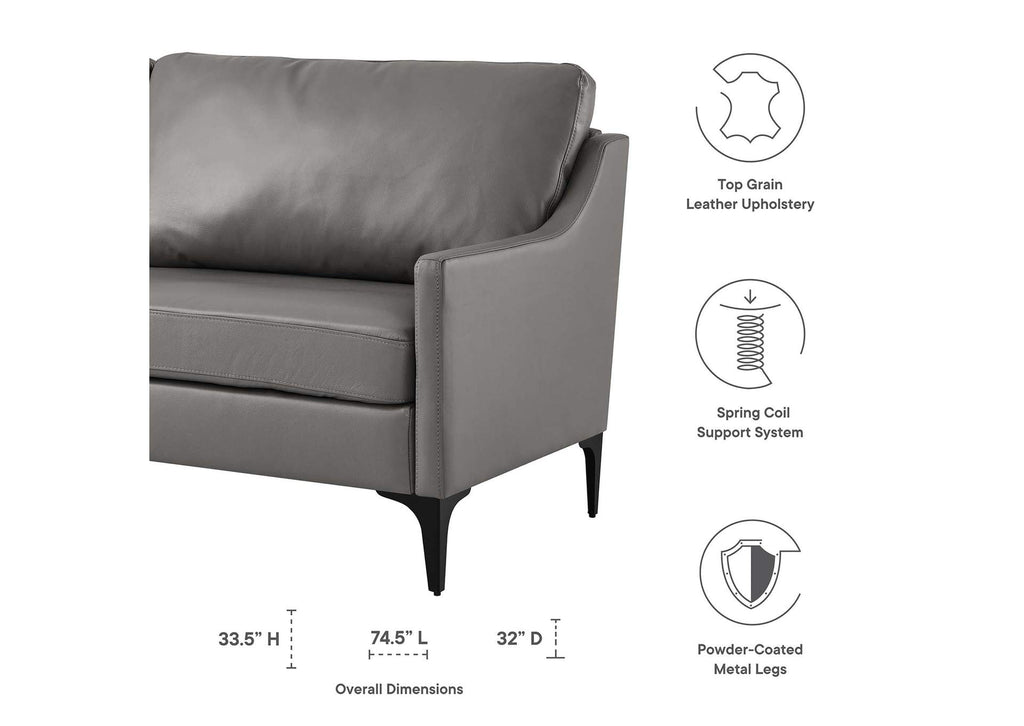 EEI-6018-GRY Corland Leather Sofa By Modway