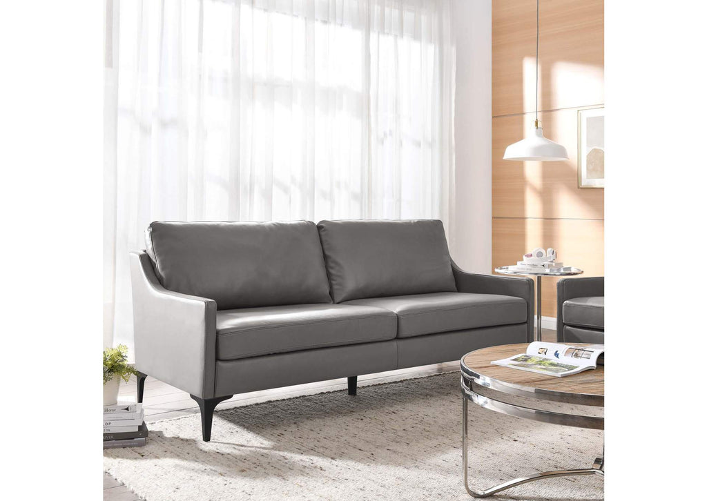 EEI-6018-GRY Corland Leather Sofa By Modway