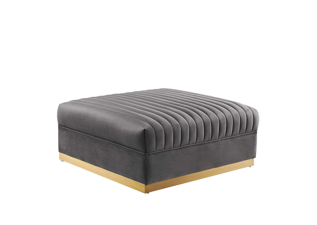 EEI-6036-GRY Sanguine Channel Tufted Performance Velvet Modular Sectional Sofa Ottoman By Modway