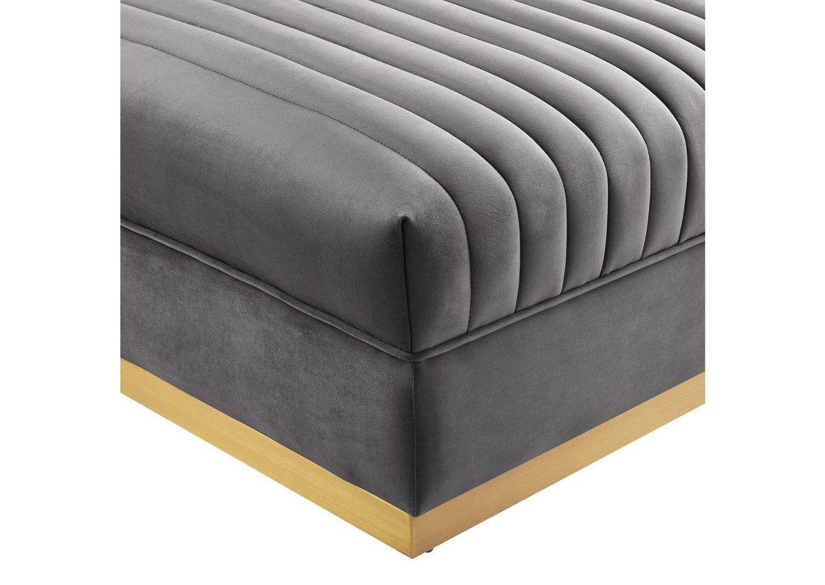 EEI-6036-GRY Sanguine Channel Tufted Performance Velvet Modular Sectional Sofa Ottoman By Modway