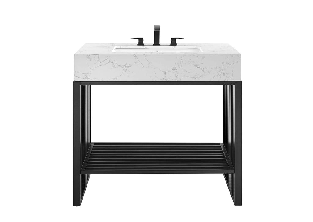 EEI-6108-WHI-BLK Gridiron 36" Bathroom Vanity By Modway