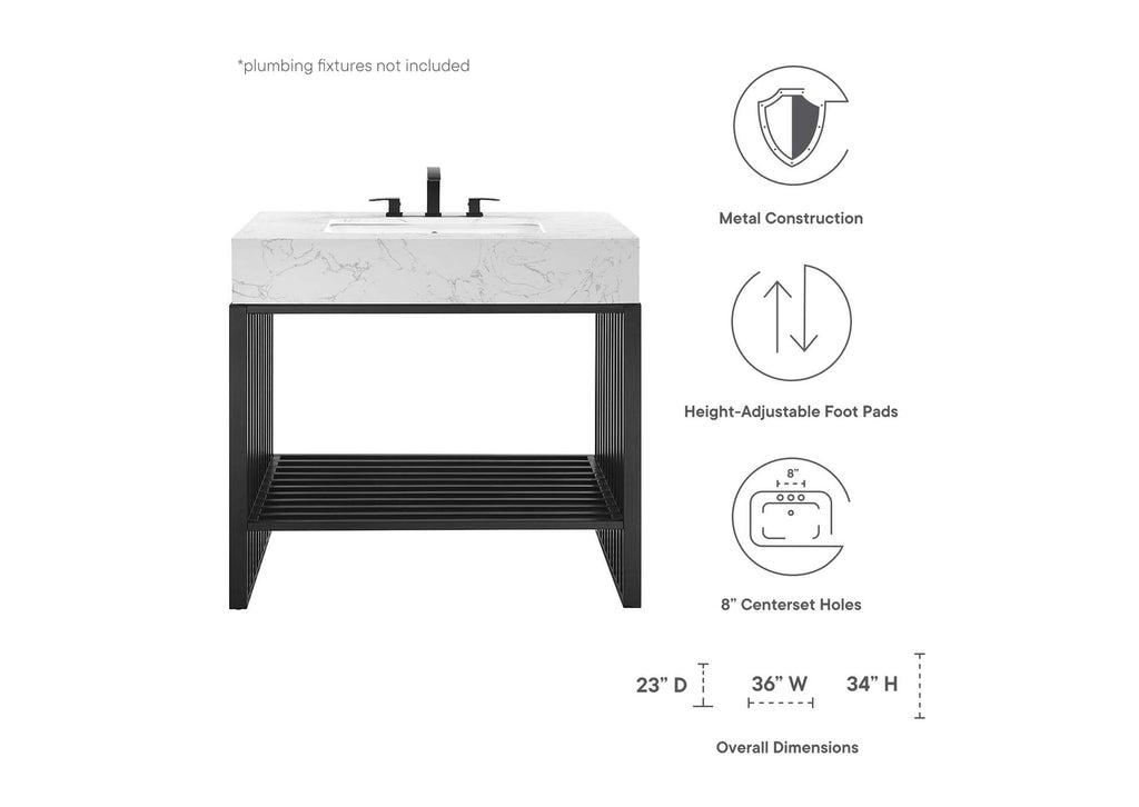 EEI-6108-WHI-BLK Gridiron 36" Bathroom Vanity By Modway