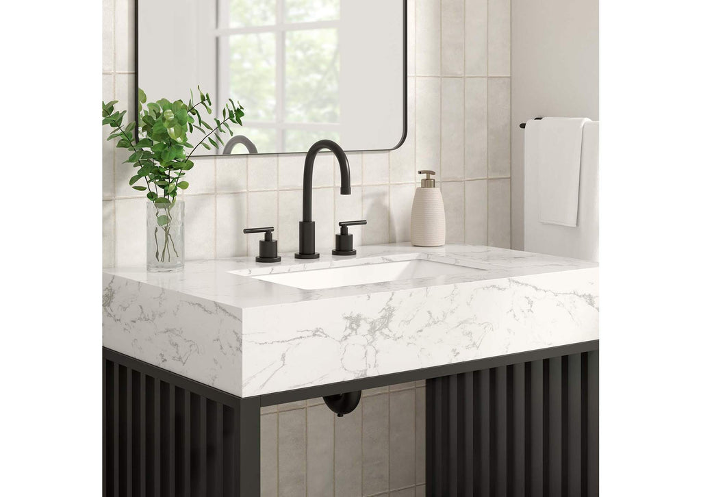 EEI-6108-WHI-BLK Gridiron 36" Bathroom Vanity By Modway