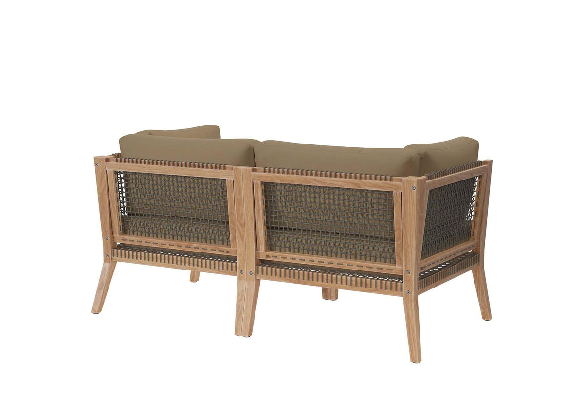 EEI-6119-GRY-LBR Clearwater Outdoor Patio Teak Wood Loveseat By Modway