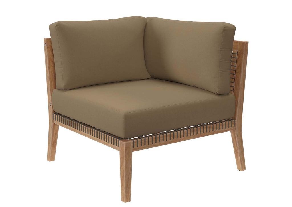 EEI-6119-GRY-LBR Clearwater Outdoor Patio Teak Wood Loveseat By Modway