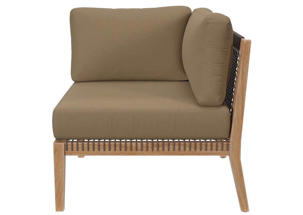 EEI-6119-GRY-LBR Clearwater Outdoor Patio Teak Wood Loveseat By Modway