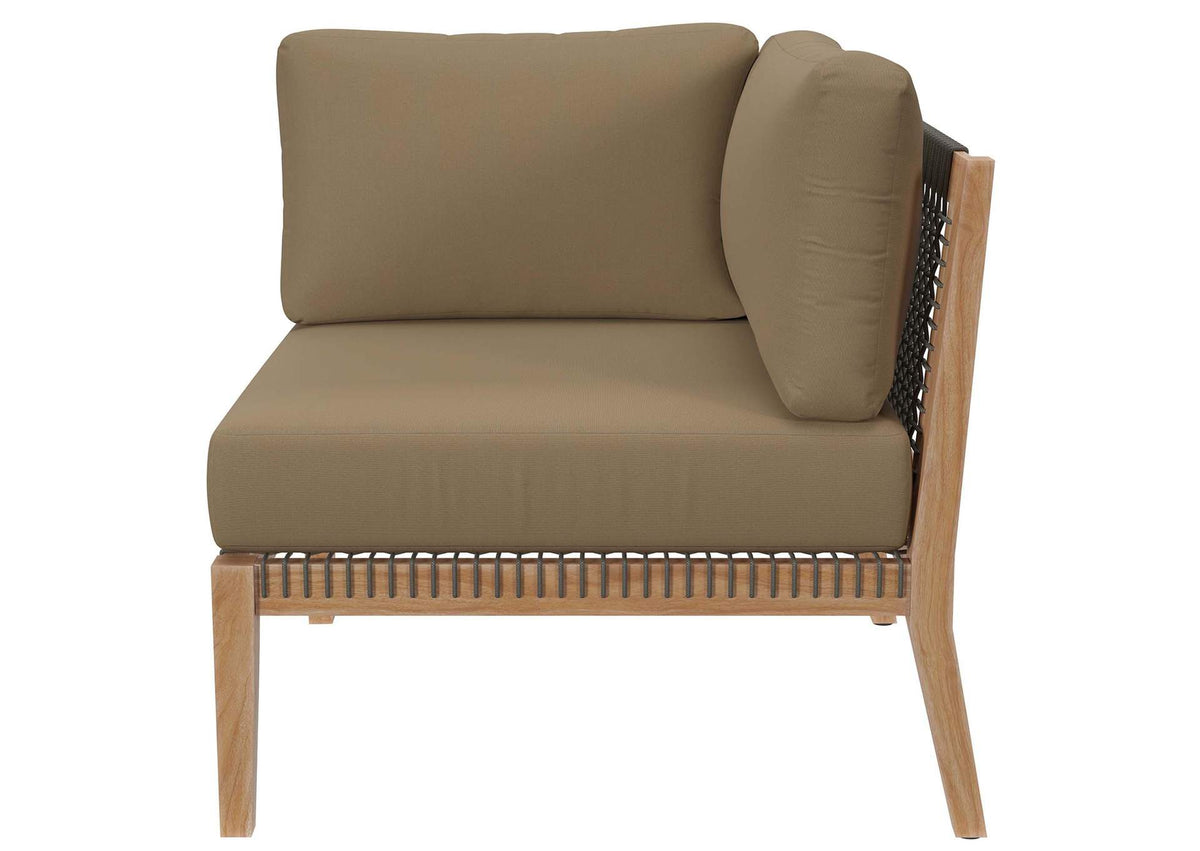 EEI-6119-GRY-LBR Clearwater Outdoor Patio Teak Wood Loveseat By Modway