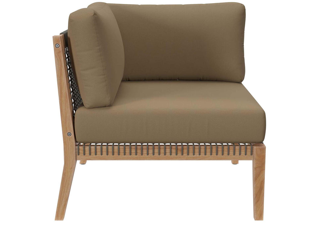 EEI-6119-GRY-LBR Clearwater Outdoor Patio Teak Wood Loveseat By Modway