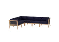 EEI-6125-GRY-NAV Clearwater 6-Piece Outdoor Patio Teak Wood Sectional Sofa By Modway