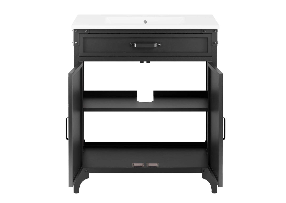 EEI-6128-BLK-WAL Steamforge 30" Bathroom Vanity Cabinet - Sink Basin Not Included - By Modway