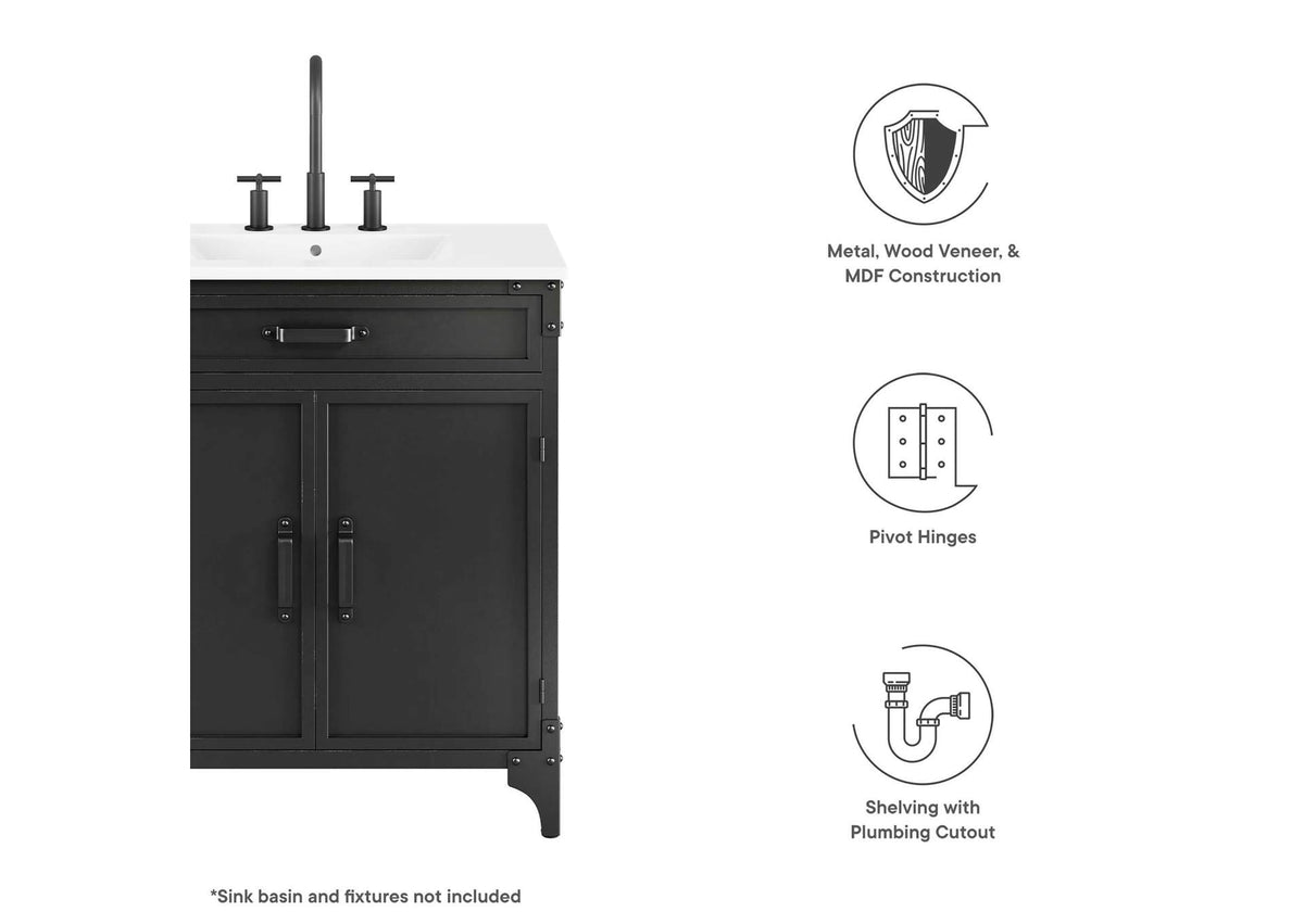 EEI-6128-BLK-WAL Steamforge 30" Bathroom Vanity Cabinet - Sink Basin Not Included - By Modway
