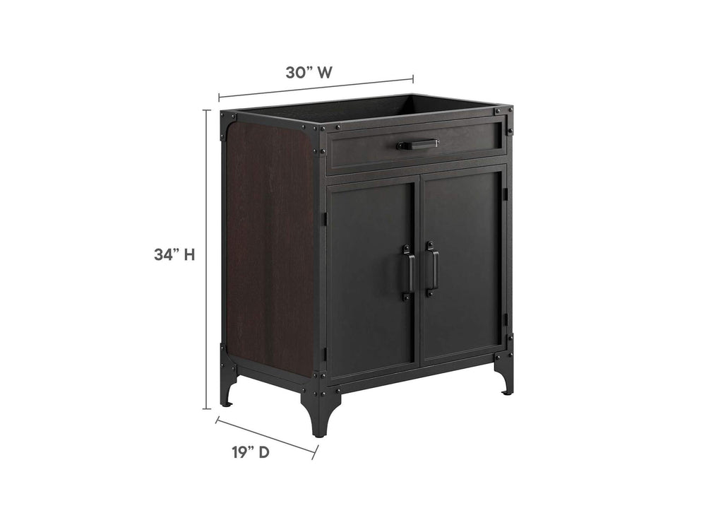EEI-6128-BLK-WAL Steamforge 30" Bathroom Vanity Cabinet - Sink Basin Not Included - By Modway