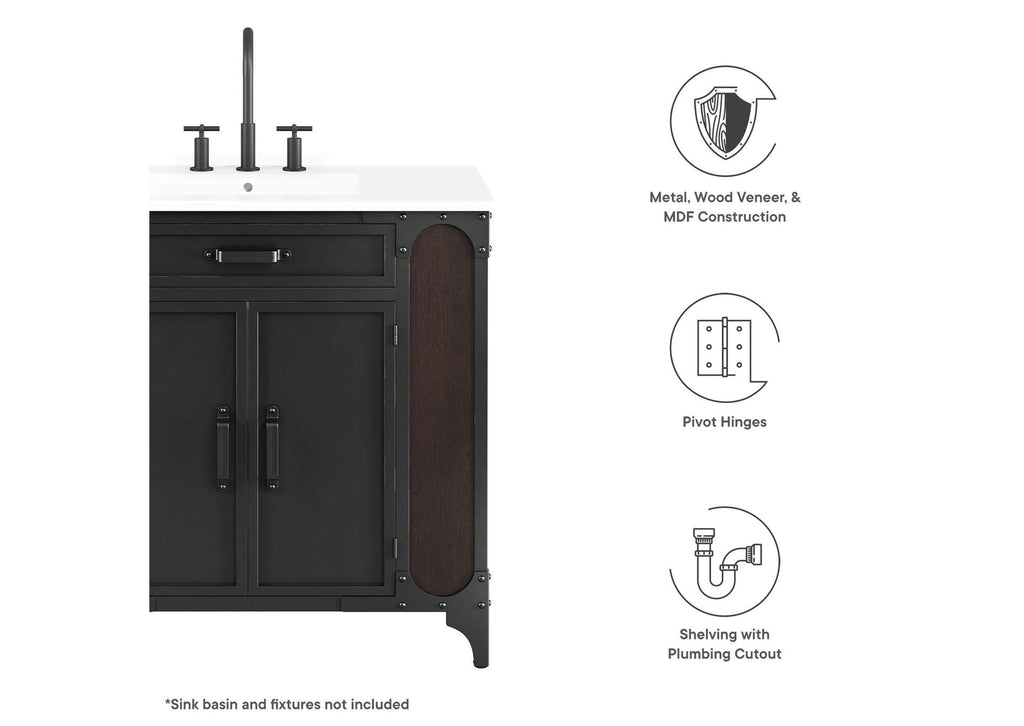 EEI-6129-BLK-WAL Steamforge 36" Bathroom Vanity Cabinet - Sink Basin Not Included - By Modway