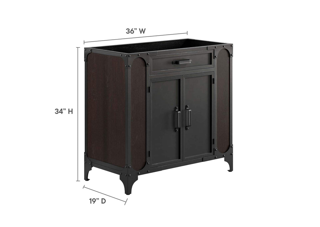 EEI-6129-BLK-WAL Steamforge 36" Bathroom Vanity Cabinet - Sink Basin Not Included - By Modway