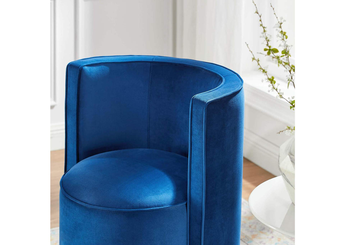 EEI-6222-NAV Della Performance Velvet Fabric Swivel Chair By Modway