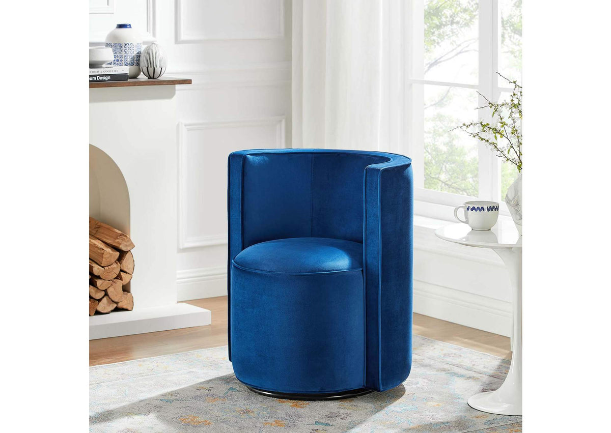 EEI-6222-NAV Della Performance Velvet Fabric Swivel Chair By Modway