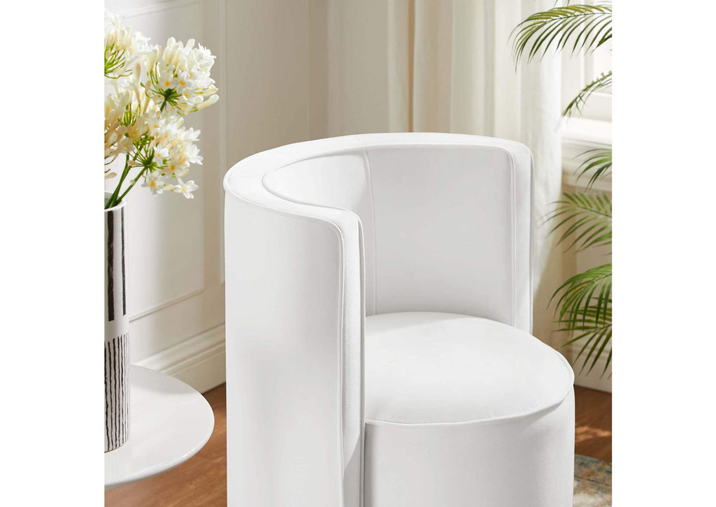 EEI-6222-WHI Della Performance Velvet Fabric Swivel Chair By Modway