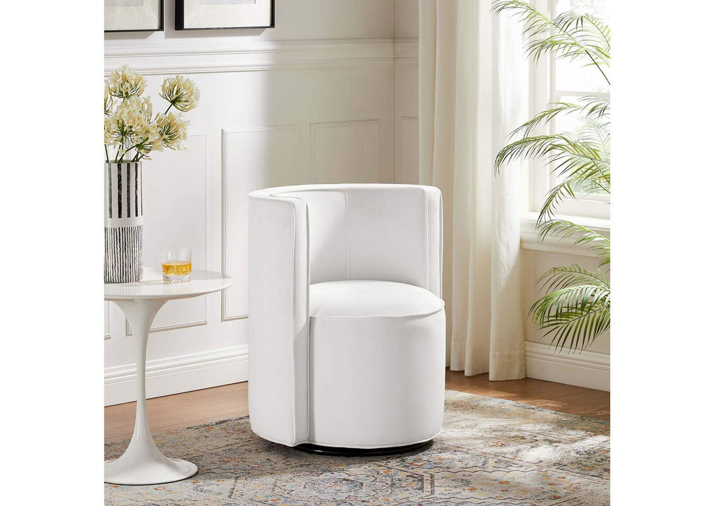 EEI-6222-WHI Della Performance Velvet Fabric Swivel Chair By Modway