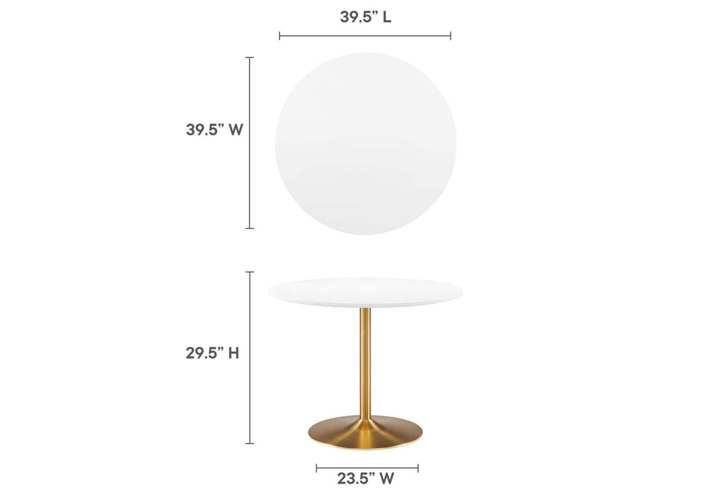 EEI-6249-GLD-WHI Amuse 40" Dining Table By Modway