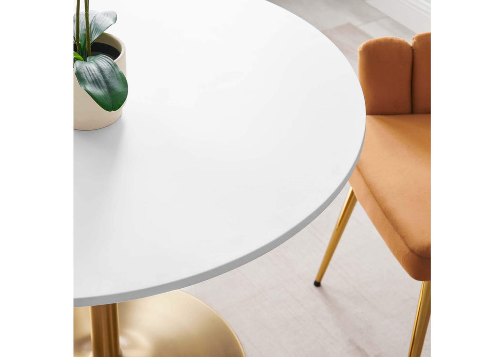 EEI-6249-GLD-WHI Amuse 40" Dining Table By Modway