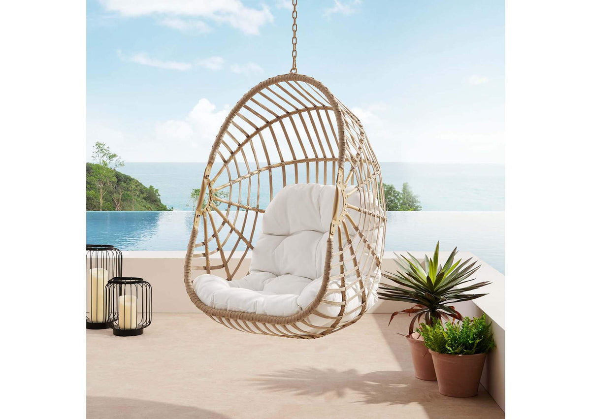 EEI-6261-NAT-WHI Amalie Wicker Rattan Outdoor Patio Rattan Swing Chair Without Stand By Modway