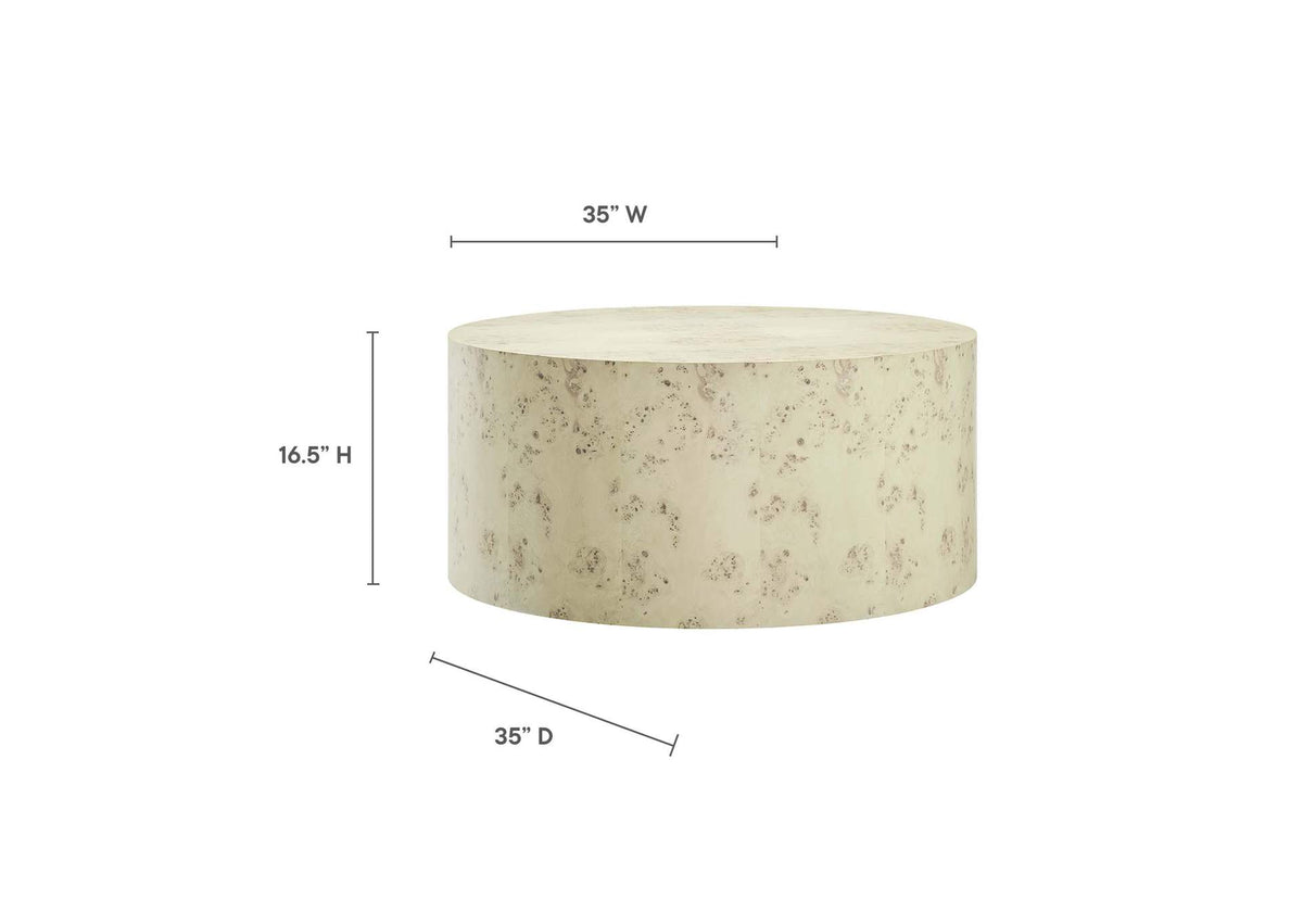 EEI-6274-BLB Cosmos 35" Round Burl Wood Coffee Table By Modway