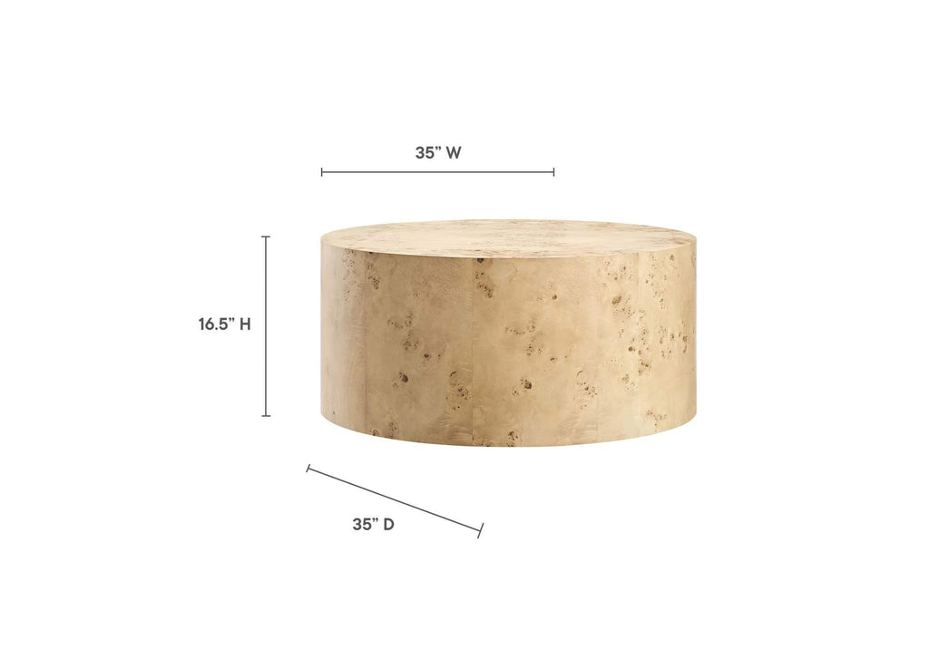 EEI-6274-NAB Cosmos 35" Round Burl Wood Coffee Table By Modway